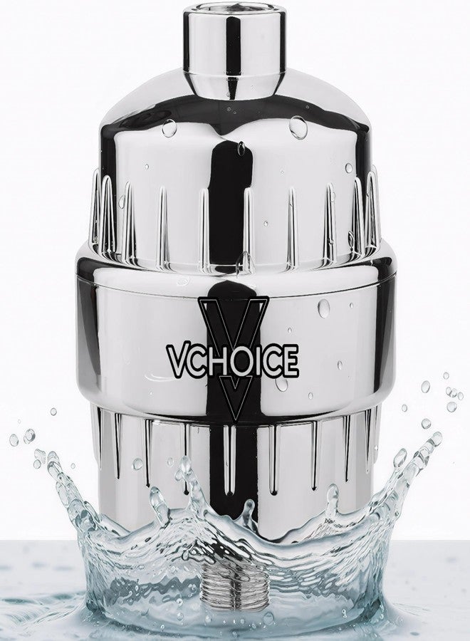 فلتر VCHOICE® SF-15 PRO ذو 15 مرحلة لتنقية المياه العسرة للاستحمام والصنبور | مُنعم مياه كرومية للمياه العسرة للحمام، يقلل الكلور، توافق عالمي، خرطوشة قابلة للاستبدال (عبوة من قطعة واحدة) - Image 1